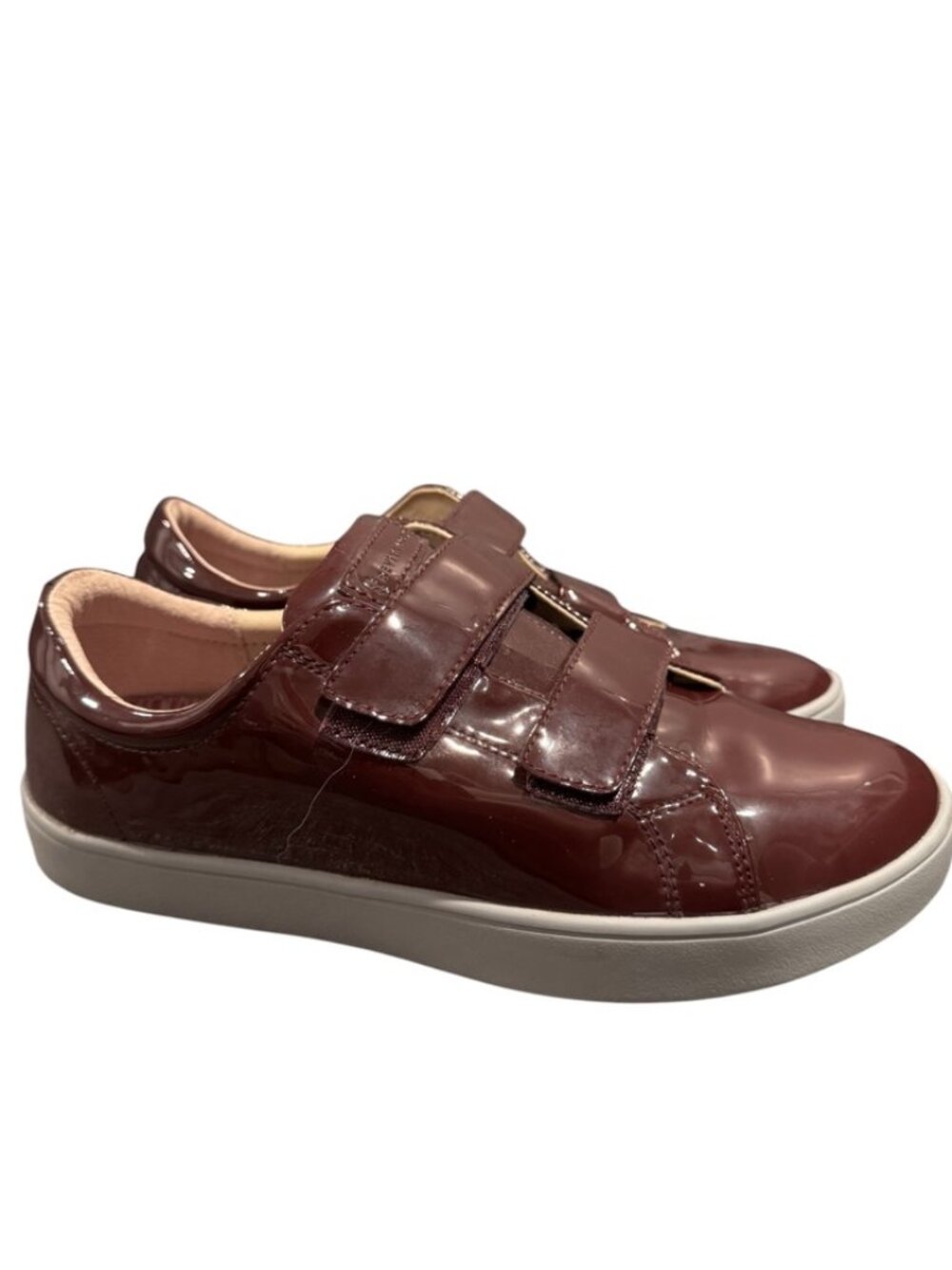 Revitalign Women’s 8.5 D Wide Burgundy Patent Comfort Walking Shoes Velcro EUC